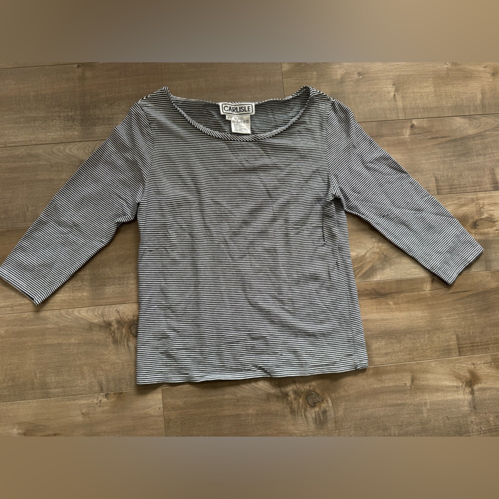 Carlisle Half Sleeve Striped Shirt Women's Medium Nautical Black White